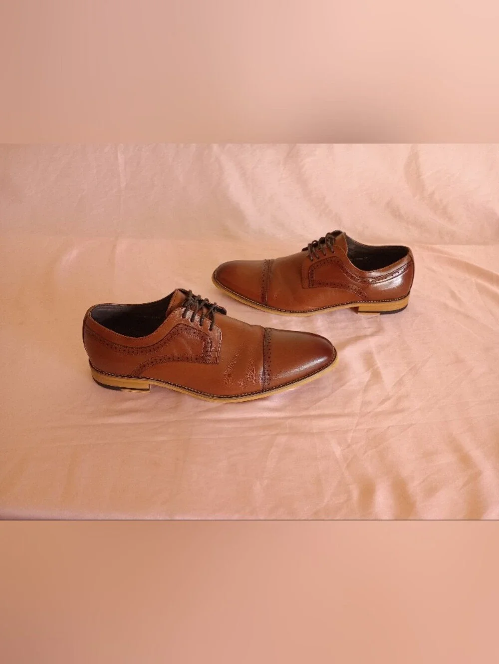 Stacy Adams Dickinson Cognac Cap Toe Oxford Dress Shoes Men’s Size 12